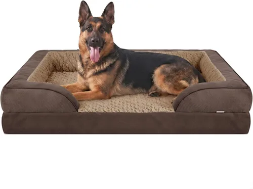 Vista 20 de L Plus - Cama ortopédica para perros grandes, sofá lavable para perros con espuma para huevos, forro impermeable y parte inferior antideslizante