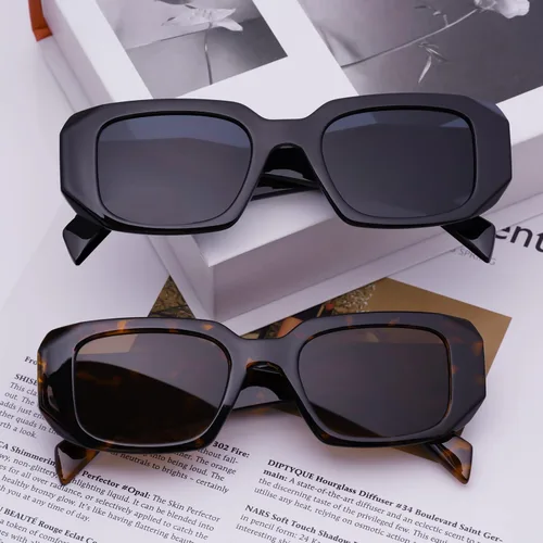 Vista 7 de Haqptul Lentes de sol rectangulares de moda para mujeres y hombres, cuadrados, retro, vintage, lentes hexagonales de los años 90S, Y2K, accesorios