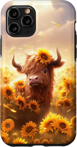 Vista 29 de Cute Scottish Highland Cow Sunflower Western Country Farm Case for iPhone 16