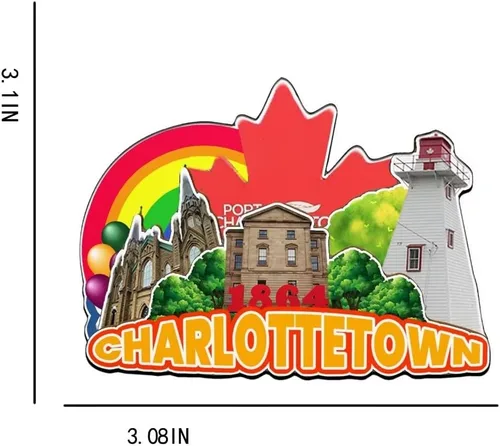 Vista 3 de Charlottetown - Imán de madera para nevera, Isla del Príncipe Eduardo, Canadá, Monumentos 3D, recuerdos coleccionables, decoración hecha a mano -2247