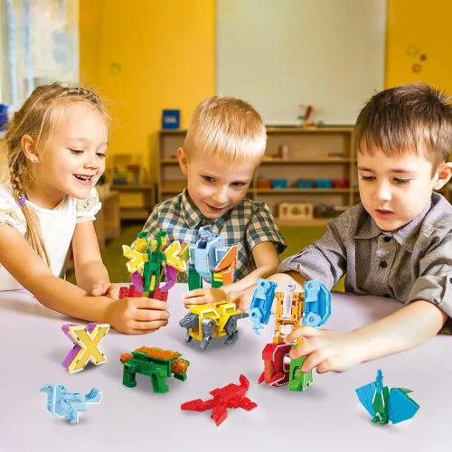 Vista 2 de VEAIS - Juguetes de animales del alfabeto, STEM ABC Learning Alphabots Juguetes transformadores - 26 piezas