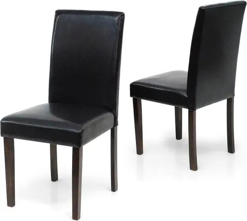 Vista 3 de Juego de 3 piezas de comedor de cocina, mesa cuadrada y 2 sillas Falabella, estilo clásico, madera maciza, acabado espresso