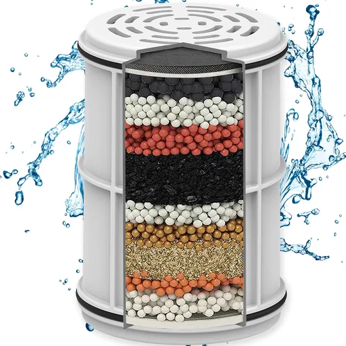 Vista 9 de Aqua Elegante Filtro de ducha de 16 etapas, filtros de agua universales para eliminar el cloro y los minerales duros, purificador de baño y el mejor