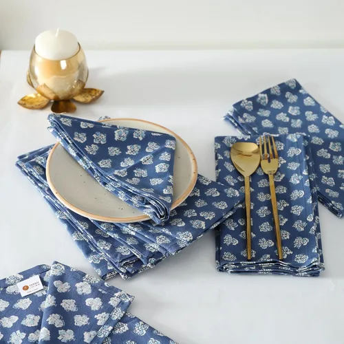 Vista 2 de Taran Juego de 12 servilletas de algodón con estampado de flores, 18 x 18 pulgadas, 100 % naturales, reutilizables, para cenas, eventos, bodas