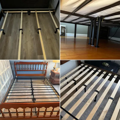 Vista 9 de 2 patas de soporte de marco de cama de altura ajustable, patas de soporte de marco de cama de acero extra resistentes con base de goma más ancha