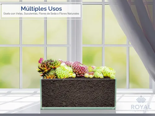 Vista 2 de Royal Imports - Florero de cristal decorativo de forma oblonga rectangular para centro de mesa o decoración de boda Transparente