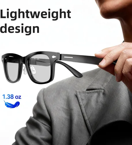 Vista 4 de Lentes inteligentes, lentes de sol polarizados con altavoz Bluetooth 5.4 de oído abierto, protección UV atlético/exterior y compatible con asistente