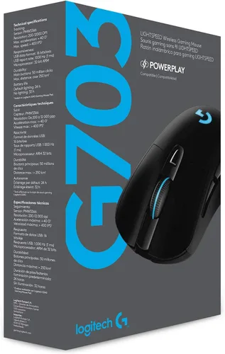 Vista 6 de Logitech G 703 Lightspeed - Mouse inalámbrico para juegos de grado profesional, 16,000 DPI, RGB, pesos ajustables, 6 botones programables, memoria