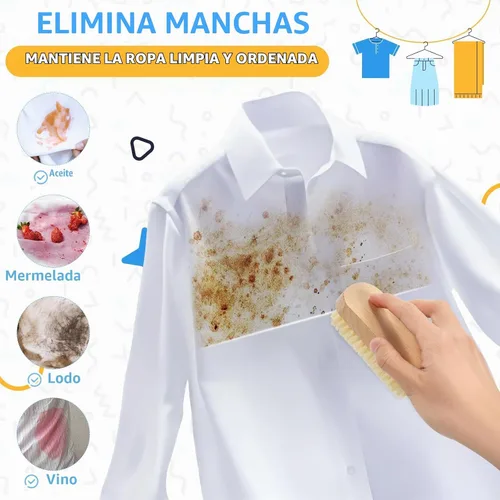 Vista 5 de DEBETOOL Cepillo de lavandería de 3 piezas para manchas en la ropa, cerdas