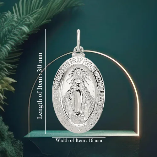 Vista 5 de Diamond2Deal Colgante de medalla milagrosa de plata de ley 925, joyería fina para mujer (L- 1.181 in W- 0.630 in), No es una piedra preciosa