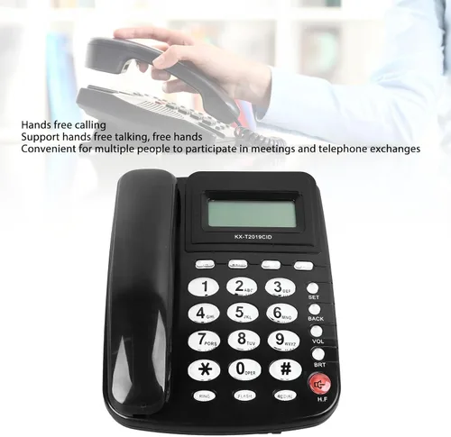 Vista 4 de Teléfono fijo con cable, botones grandes mejorados, pantalla de identificación de llamadas para personas mayores, hogar, oficina, hotel, color negro