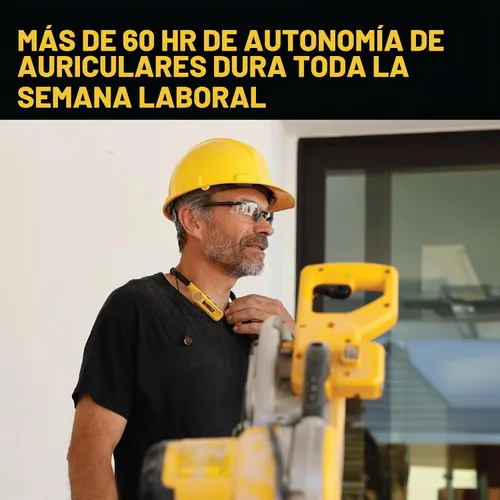 Vista 4 de DEWALT Auriculares Bluetooth 2 en 1 con banda para el cuello + estuche