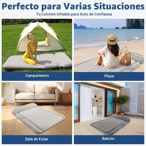 Vista 3 de KMZ Colchón de aire SUV engrosado doble flocado camping colchón cama