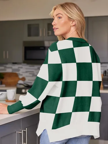 Vista 186 de Lillusory - Suéter extragrande con mangas de murciélago y cuello redondo para mujer, prenda moderna de otoño de tejido de punto sin botones