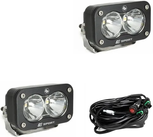 Vista 9 de Baja Designs S2 Sport - Par de cápsulas de luz LED negras – 2 unidades LED con arnés de cableado (conducción/combinado; ámbar)