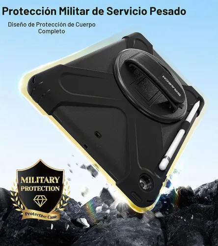 Vista 5 de BRAECN Funda para iPad 6ª/5ª Generación, Funda iPad 9.7 2018/2017 - Resistente a Prueba de Golpes con Soporte para Lápices, Correa de Hombro y Negro