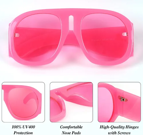 Vista 5 de MuagoChic MC2303 - Gafas de sol cuadradas de gran tamaño para mujer y hombre, estilo aviador, montura grande, gruesas, clásicas, para hombre