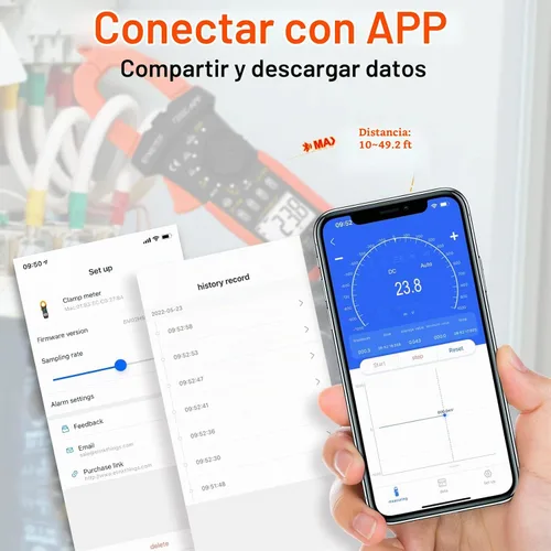 Vista 2 de BTMETER Multímetro de abrazadera digital, rango automático 4000 TRMS AC DC voltímetro amperímetro prueba voltios amperios ohmios frecuencia