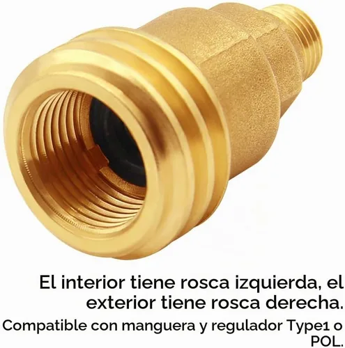 Vista 3 de Uenede Conexión de propano de tuerca QCC1 de latón con kit de conexión