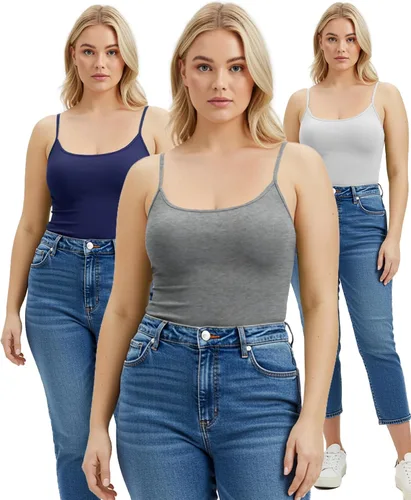 Vista 181 de Emmalise Camisola larga casual básica para mujer, con tirantes ajustables, top en capas