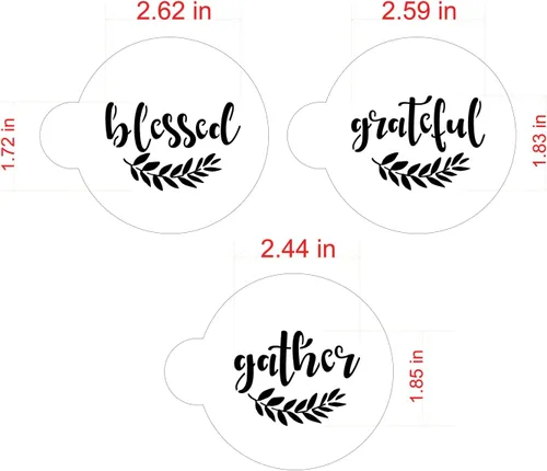 Vista 5 de Plantilla de galletas Grateful, Blessed And Gather C993 de Designer Stencils