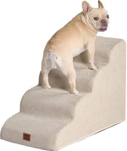 Vista 12 de EHEYCIGA Rampa curvada para escaleras para perros, camas altas de 4