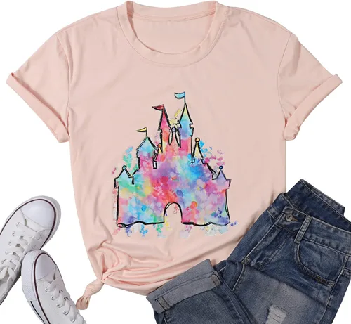 Vista 7 de LUKYCILD Magic Castle - Camiseta de manga corta con gráfico lindo y casual para vacaciones