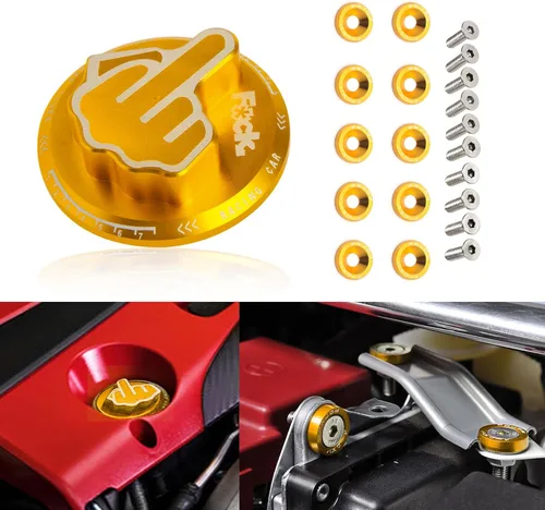 Vista 18 de x xotic tech Tapa de tanque de combustible de gas negro de aleación con dedo medio roscado compatible con Toyota Corolla Camry 4Runner Highlander