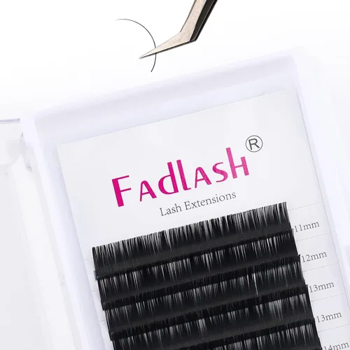 Vista 64 de Extensiones de pestañas de volumen regular, bandeja mixta, 0.03 mm, rizo B, 8-14 mm, de visón premium y seda, volumen de pestañas, suaves, mate
