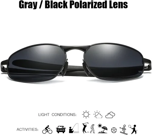 Vista 2 de ZHILE Gafas de sol polarizadas de tamaño pequeño con marco de metal rectangular para hombres y mujeres, protección UV400