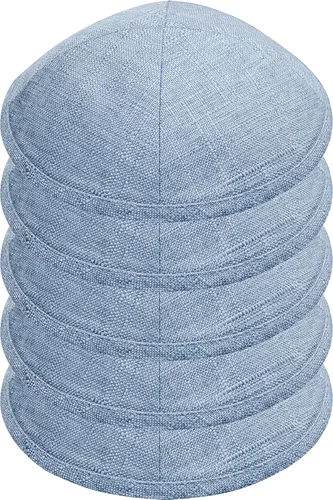 Vista 12 de Paquete de 5 piezas – Hq Satin/Lino/Velvet/Seda Cruda/Gamuza Kippah para hombre, sombrero Yamaka diseñado en Israel – Kippot Bulk