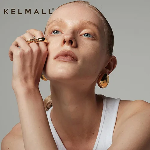 Vista 5 de KELMALL Aretes tipo argolla de oro de 14 quilates para mujer, hipoalergénicos, gruesos, redondos, no se deslustra, para orejas sensibles