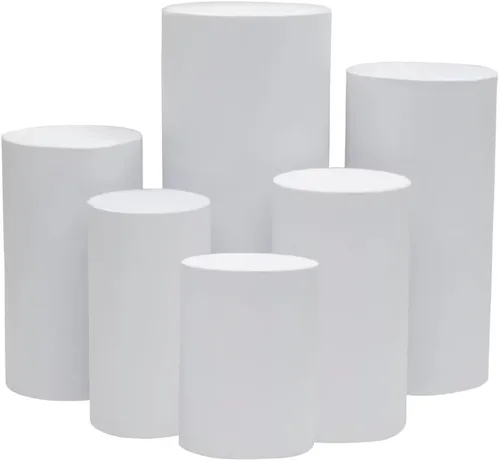 Vista 2 de Fundas de pilar de elastano elásticas de color negro puro para soportes de pedestal de cilindro de metal, juego de 6 piezas, fundas de soporte