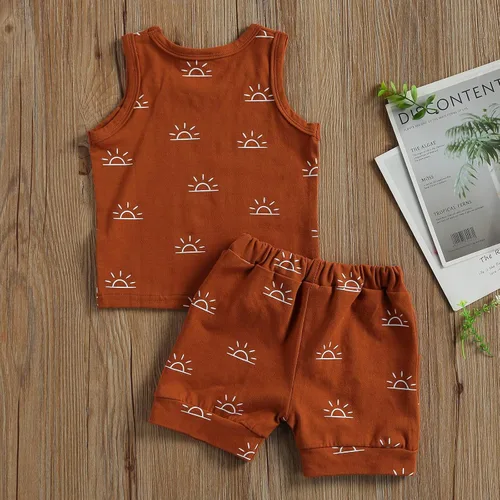 Vista 6 de Amiblvowa Newborn Infant Baby Boy Shorts Set Camisole Tank Top Jogger Shorts Outfit 2Pcs Summer Casual Clothes