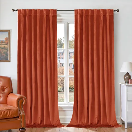 Vista 37 de BGment Cortinas de terciopelo rosa polvoriento, 2 paneles de 84 pulgadas, 2 paneles para sala de estar, aislamiento térmico de lujo, reducen