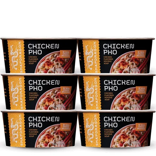 Vista 14 de Snapdragon Pho Bowls - Paquete de 6 fideos instantáneos con caldo de carne vietnamita para sorber y fideos de taza de arroz sin gluten. Microondas