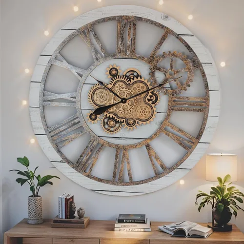 Vista 11 de ImprovingLife The Gears Clock - Reloj de pared con engranaje móvil real de 36 pulgadas, estilo vintage, industrial, de gran tamaño, rústico
