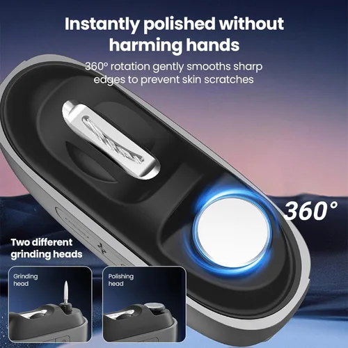 Vista 5 de Cortauñas eléctrico 3 en 1 y recortador de uñas eléctrico con luz LED, cortaúñas recargable de 2 velocidades, cortaúñas eléctrico seguro