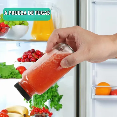 Vista 4 de Botellas de jugo de vidrio de 8 onzas con tapas, paquete de 6, botellas