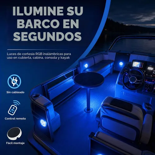 Vista 2 de Shangyuan - luces de barco inalámbricas, luz LED interior marina alimentada por batería para cubierta de barco, luz de cortesía, para pesca, pontón