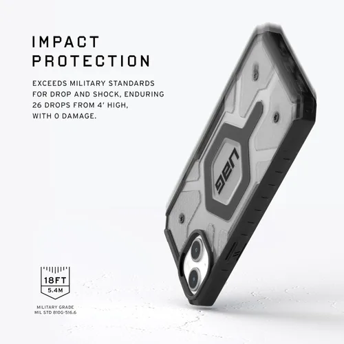 Vista 3 de URBAN ARMOR GEAR UAG - Funda compatible con iPhone 15 Plus de 6.7 pulgadas, Pathfinder transparente ceniza/negro, imán integrado compatible