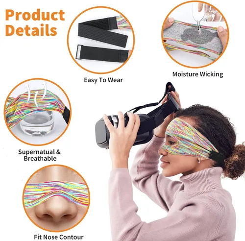 Vista 2 de VRMask for OculusQuest2AccessoriesOculusSweatGuard for Quest2VR OculusFaceCover with Adjustable Sizes HMD Padding VR SweatBand3pcs