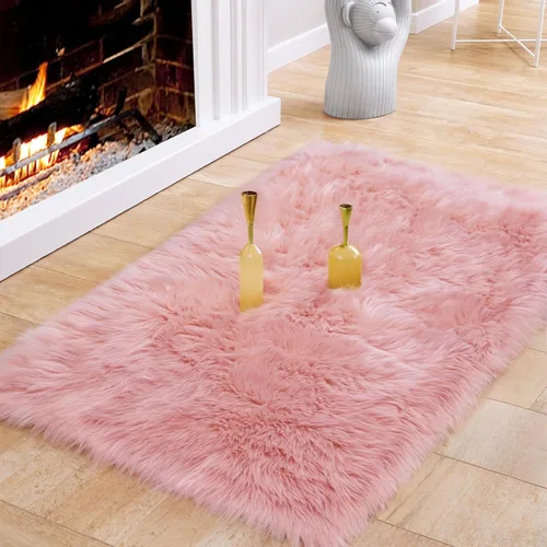 Vista 46 de Ciicool Alfombras de Piel de Oveja Sintética Suaves Alfombra de Piel Sintética Suave Beige Alfombra Esponjosa Funda para Silla y Sofá Alfombra