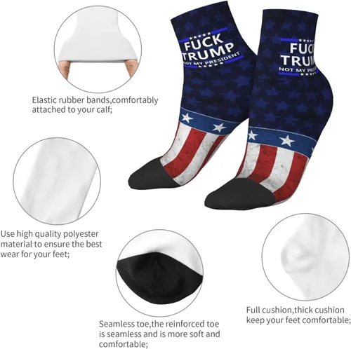 Vista 5 de Fuck Trump Not My President - Calcetines tobilleros de invierno de corte bajo, deportivos, cálidos, cómodos, transpirables, casuales, para hombres