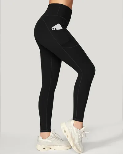 Vista 2 de IUGA Pantalones deportivos para yoga y entrenamiento para mujer, de talle alto, con control de abdomen, bolsillos, tela elástica en 4direcciones