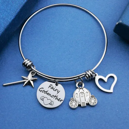 Vista 4 de Pulsera de hada madrina, regalo de agradecimiento para madrina, joyería de propuesta de madrina, regalo de bautismo, regalo de primera comunión
