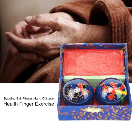 Vista 3 de Xiaokeis 2 pelotas de Baoding, bolas chinas para ejercicio de salud, balón de mano de masaje de meditación con caja, pelota de ejercicio de mano