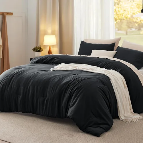 Vista 16 de Bedsure Juego edredón suave prelavado individual/individual XL, 365 días, cálido relleno alternativo GentleSoft™, 1 edredón ligero:68x88 pulgadas