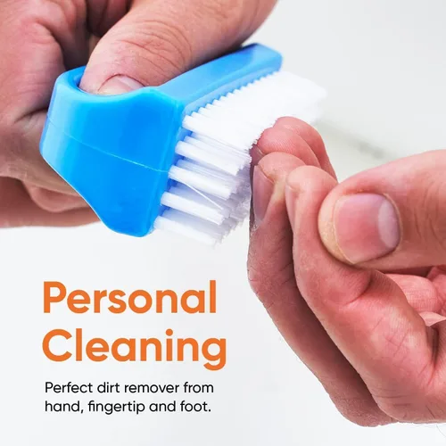 Vista 5 de Superio Cepillo limpiador de uñas para limpiar las uñas de las manos y los dedos de los pies, cepillo pequeño limpiador de manos con mango - cerdas