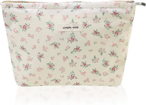 Vista 41 de Wudygirl Bolsa de maquillaje de lona para mujer, organizador estético de maquillaje, bolsa de maquillaje de viaje, bolsa de aseo para bolso, bolsa